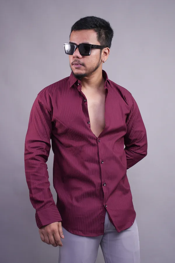 Mahroon_Classy_Striped_Shirt_For_Men