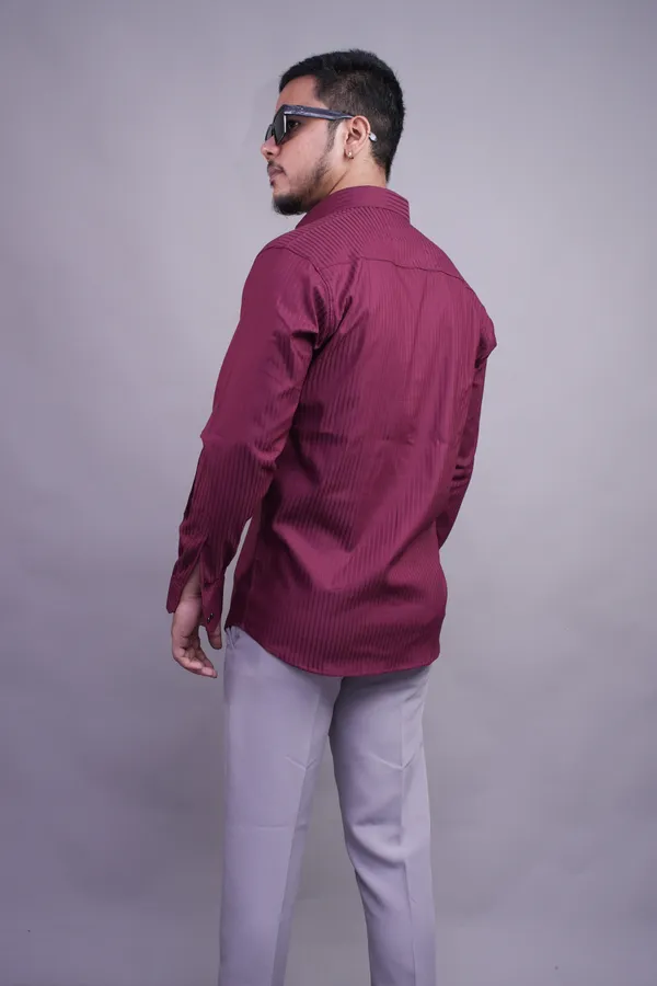 Mahroon_Classy_Striped_Shirt_For_Men