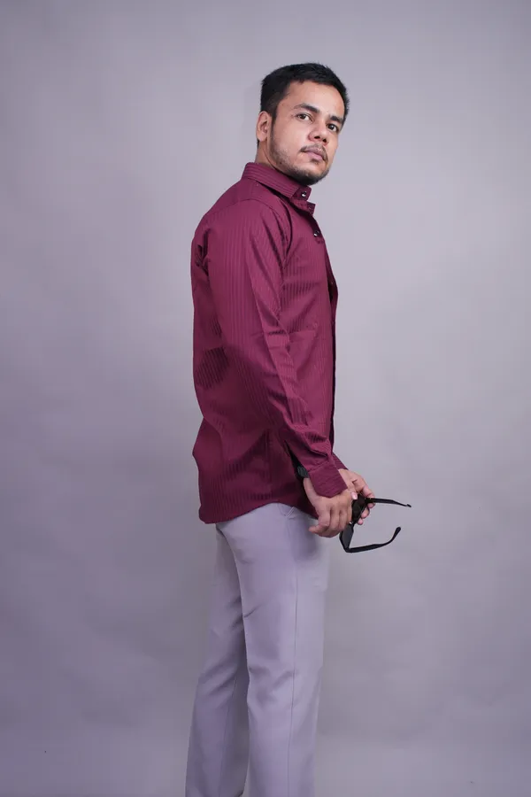Mahroon_Classy_Striped_Shirt_For_Men
