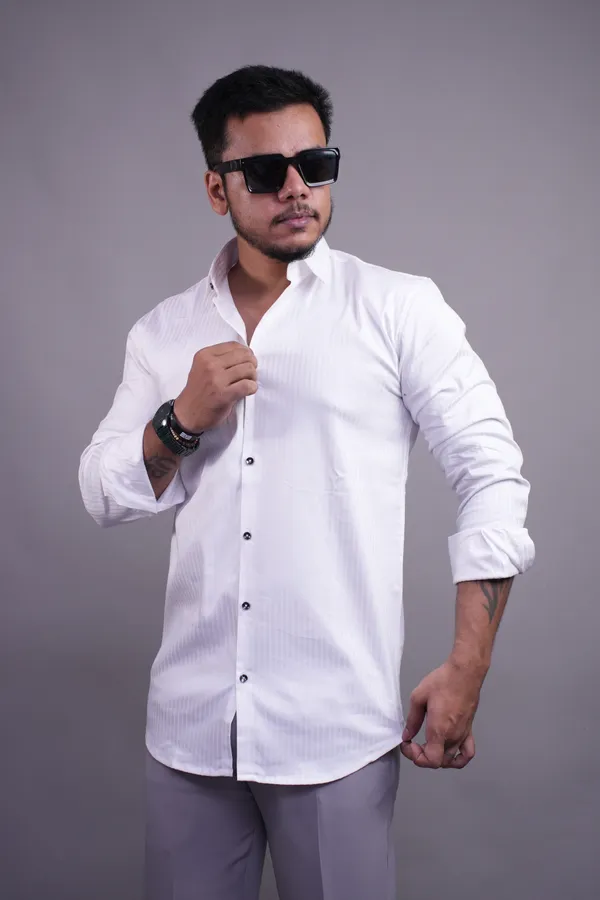White_Classy_Striped_Shirt_For_Men