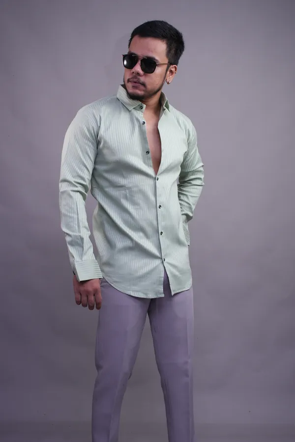Pistachio_Green_Classy_Striped_Shirt_For_Men