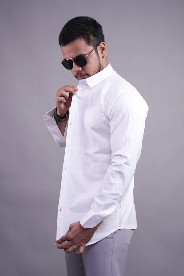 White_Check_Print_Shirt_For_Men