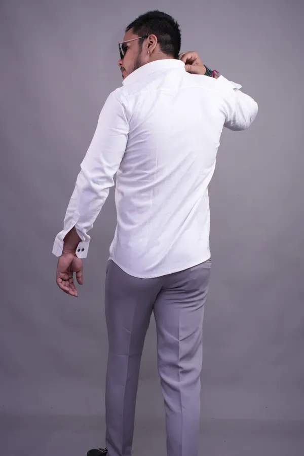 White_Check_Print_Shirt_For_Men