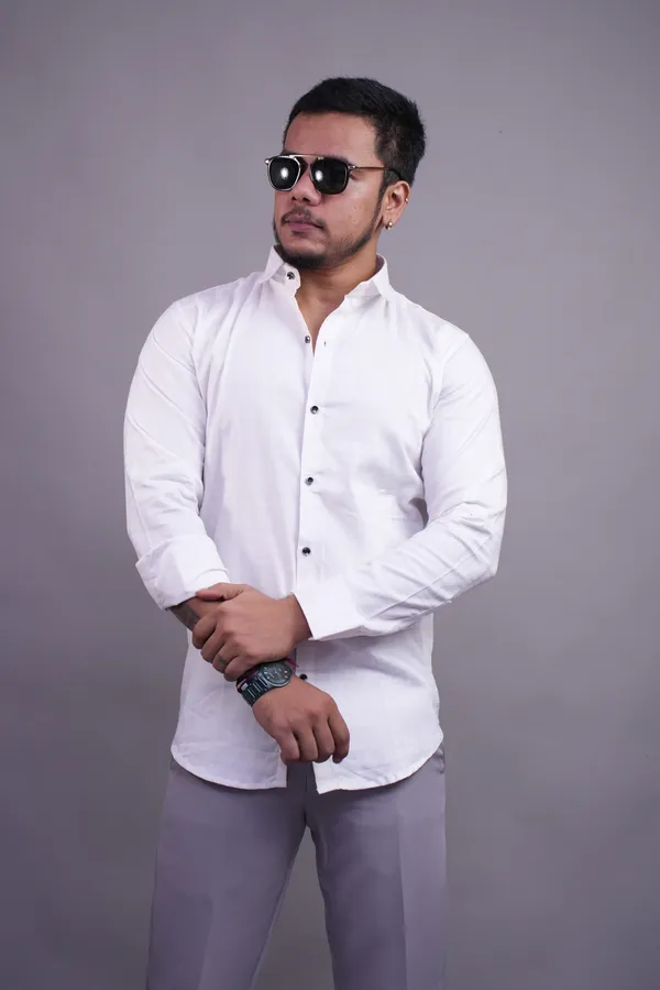 White_Check_Print_Shirt_For_Men