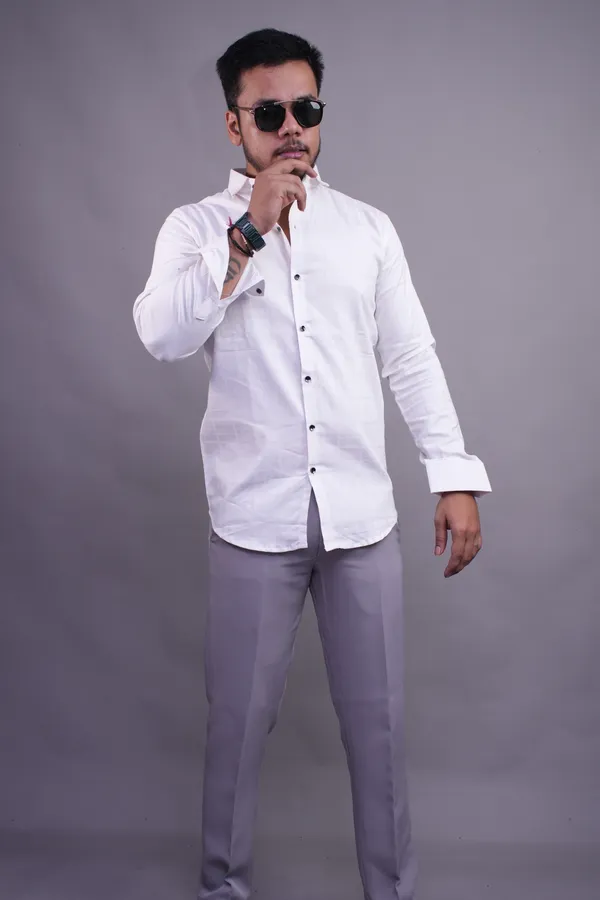White_Check_Print_Shirt_For_Men
