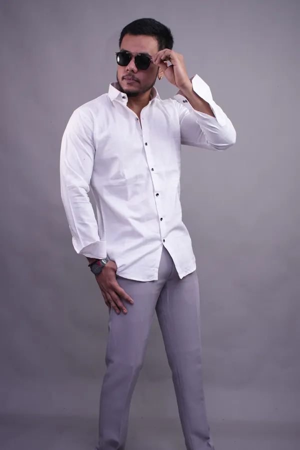 White_Check_Print_Shirt_For_Men