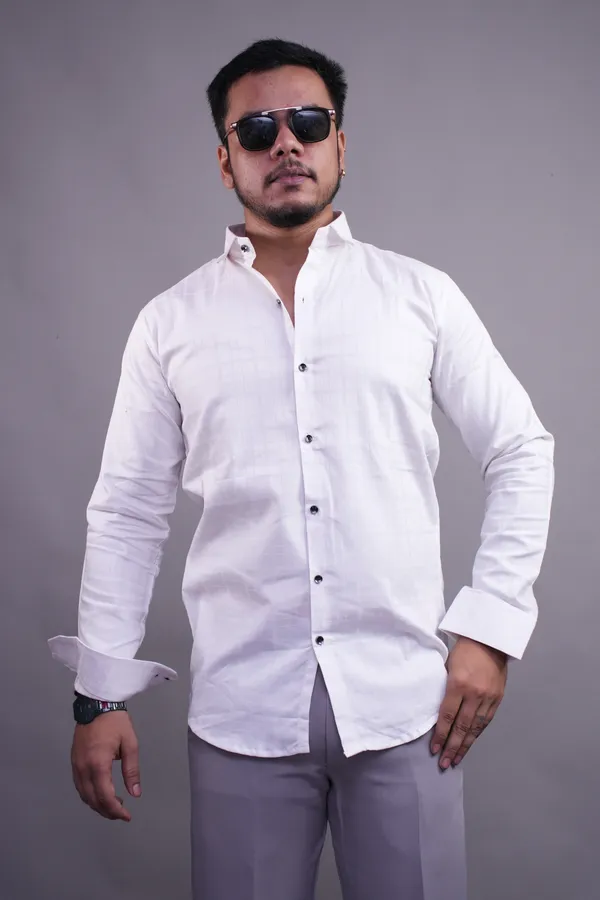 White_Check_Print_Shirt_For_Men