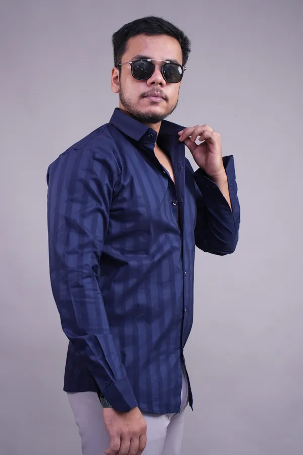 Navy_Line_Blue_Classy_Shirt_For_Men