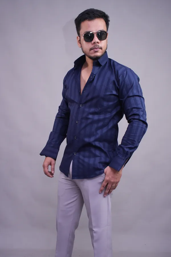 Navy_Line_Blue_Classy_Shirt_For_Men