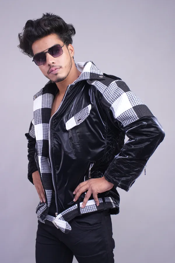 Black_Bold_Checkered_Black_Streetwear_Jacket_For_Men