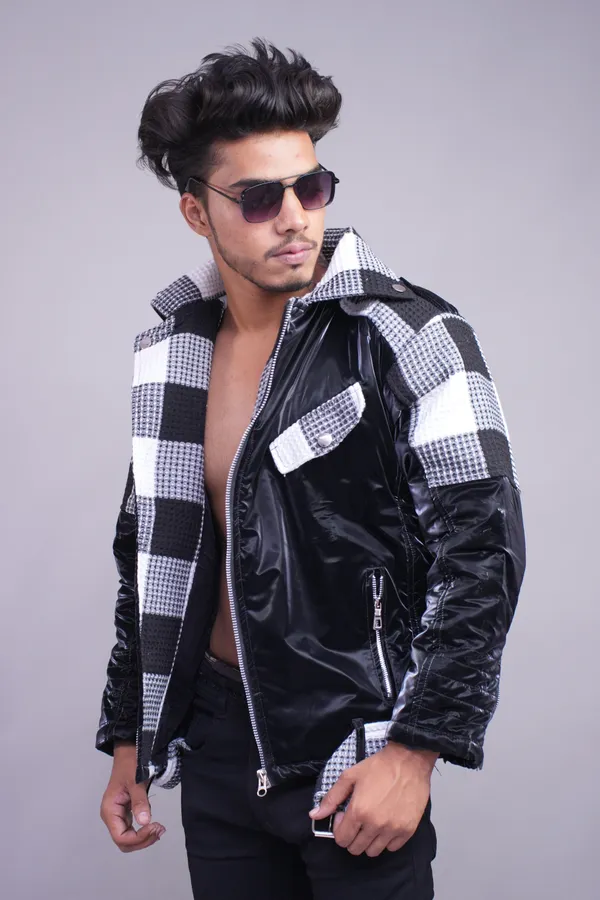 Black_Bold_Checkered_Black_Streetwear_Jacket_For_Men