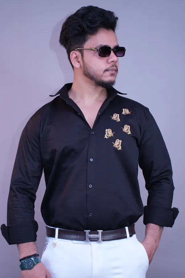 Ash_Black_Party_Wear_Butterfly_Shirt_For_Men