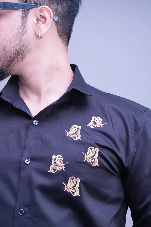 Ash_Black_Party_Wear_Butterfly_Shirt_For_Men