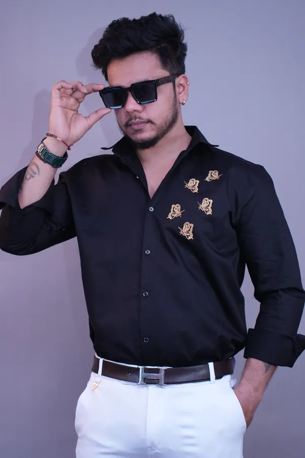 Ash_Black_Party_Wear_Butterfly_Shirt_For_Men