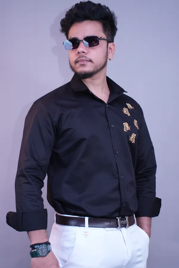 Ash_Black_Party_Wear_Butterfly_Shirt_For_Men
