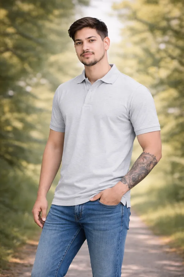 Men’s_Light_Grey_Polo_T-Shirt_–_Classic_Everyday_Smart_Casual_Wear