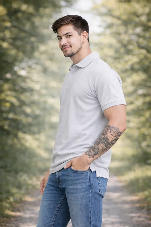 Men’s_Light_Grey_Polo_T-Shirt_–_Classic_Everyday_Smart_Casual_Wear