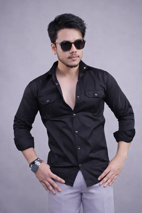 Black_Double_Pocket_Shirt_For_Men