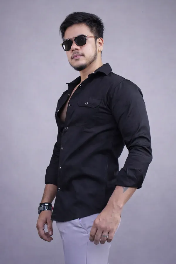 Black_Double_Pocket_Shirt_For_Men
