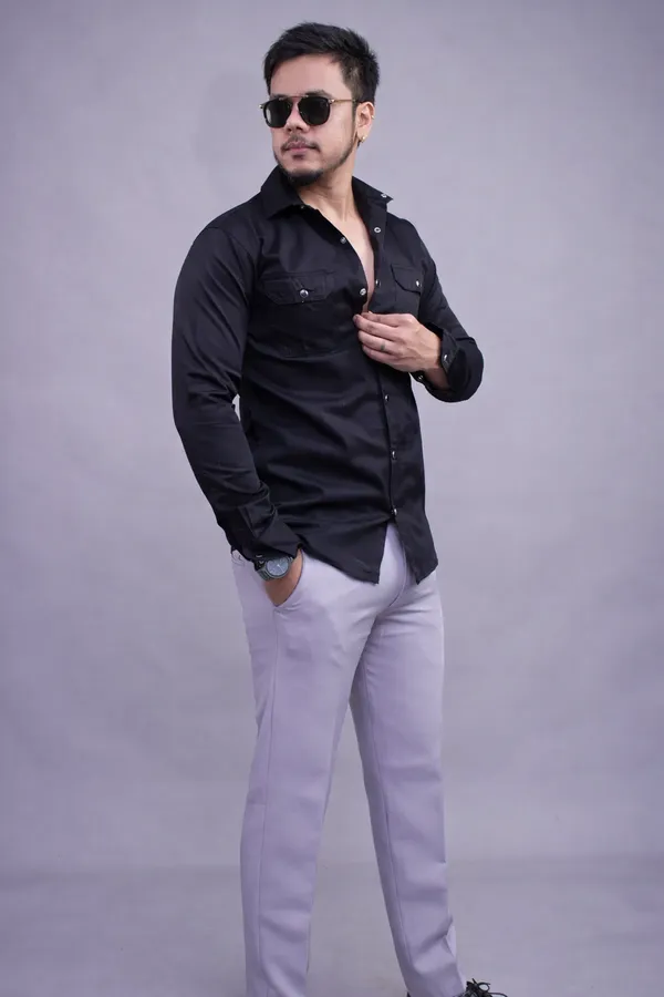 Black_Double_Pocket_Shirt_For_Men