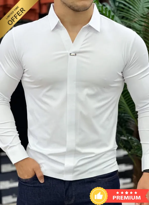 Acorn_White_Premium_Mens_Slim_Korean_Fit_Stretch_Hybrid_Shirt