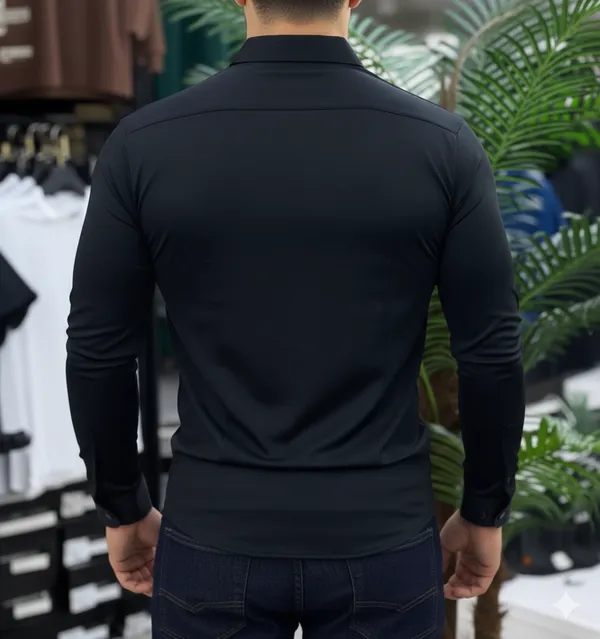 Acorn_Black_Premium_Men's_Slim_Korean_Fit_Stretch_Hybrid_Shirt