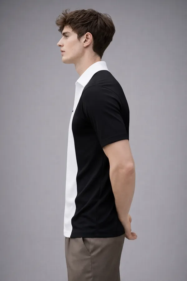 Acorn_Black_&_White_Korean_Stylish_Monolith_Panel_Polo