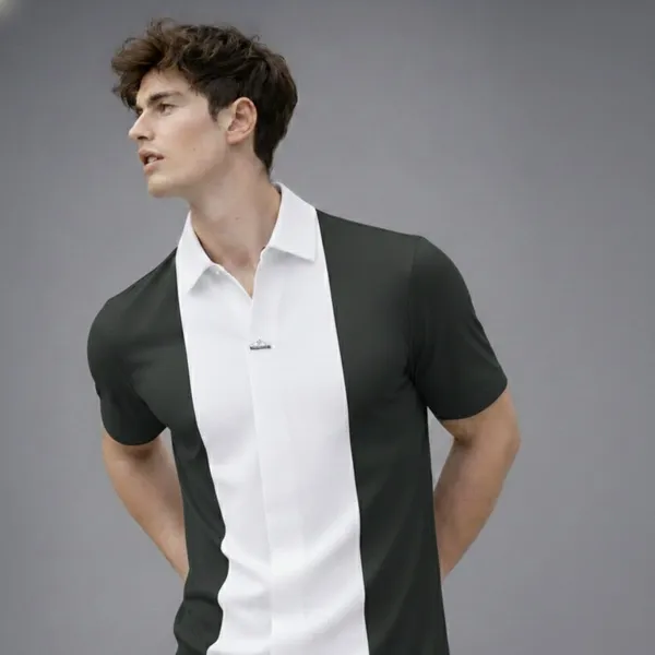 Acorn_Korean-Style_Dark_Grey_&_White_Monolith_Panel_Polo
