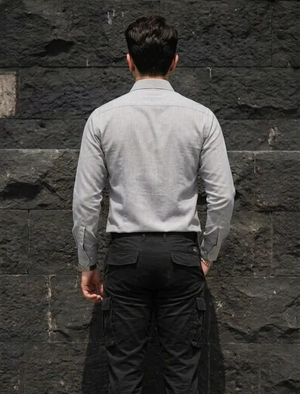 Acorn_Grey_Premium_Men's_Slim_Korean_Fit_Cotton_Shirt