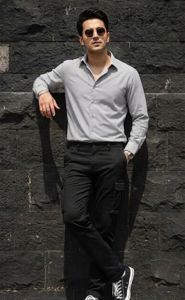 Acorn_Grey_Premium_Men's_Slim_Korean_Fit_Cotton_Shirt