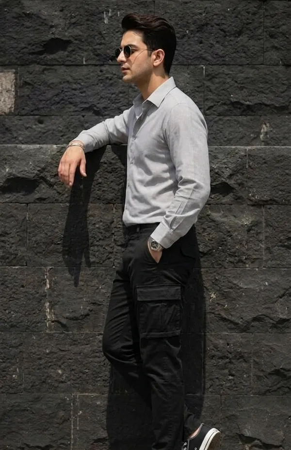 Acorn_Grey_Premium_Men's_Slim_Korean_Fit_Cotton_Shirt