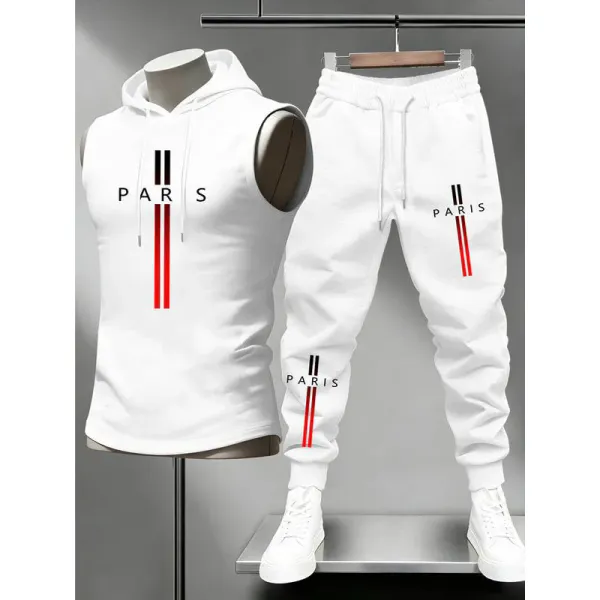 Acorn_Men's_Korean_Sleeveless_Hoodie_and_Pants_Two-Piece_Sports_Set❤️