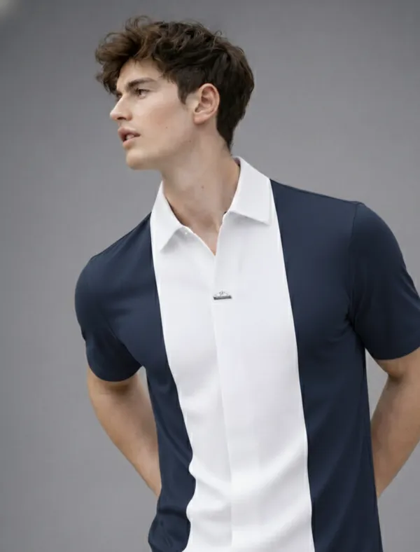 Acorn_Korean-Style_Dark_Navy_&_White_Monolith_Panel_Polo