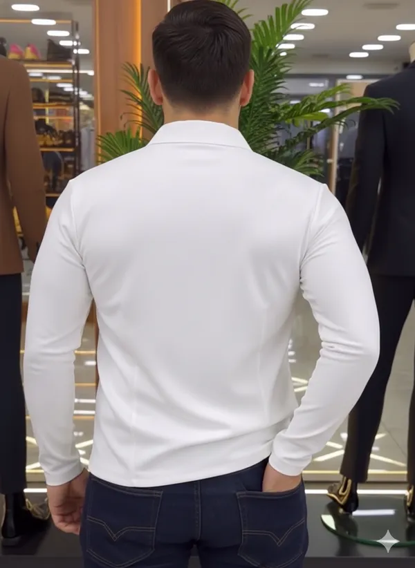 Acorn_All_season_Korean_White_Men's_Premium_Stretchable_2_piece_Shirt_Attach_Blazer_Combo