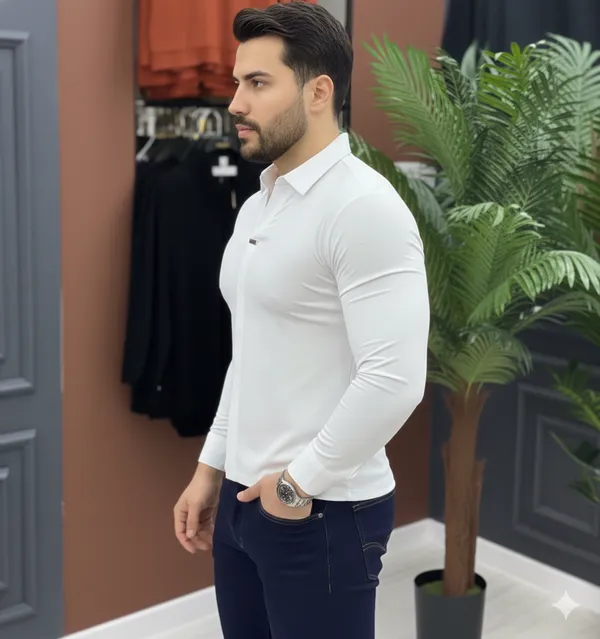 Acorn_White_Premium_Mens_Slim_Korean_Fit_Stretch_Hybrid_Shirt