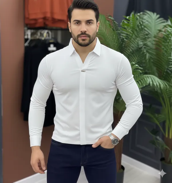 Acorn_White_Premium_Mens_Slim_Korean_Fit_Stretch_Hybrid_Shirt