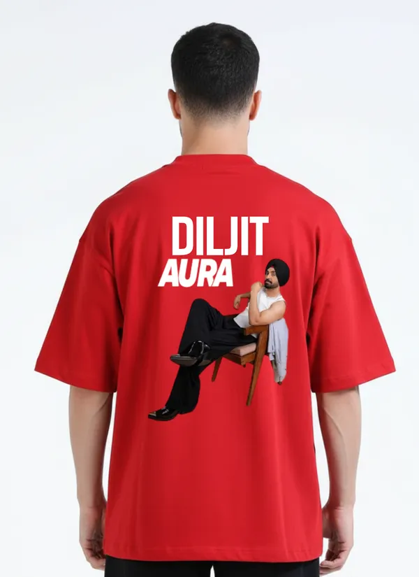 DILJIT_AURA_Red_Oversized_T-Shirt