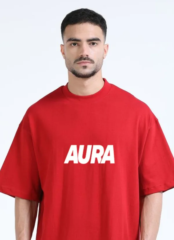 DILJIT_AURA_Red_Oversized_T-Shirt