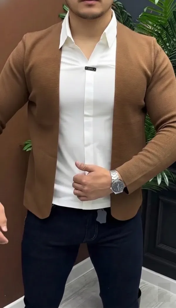Men's_Casual_Summer_Korean_Layered_Look__Premium_Stretchable_2_piece_Shirt_Attach_Blazer_Combo