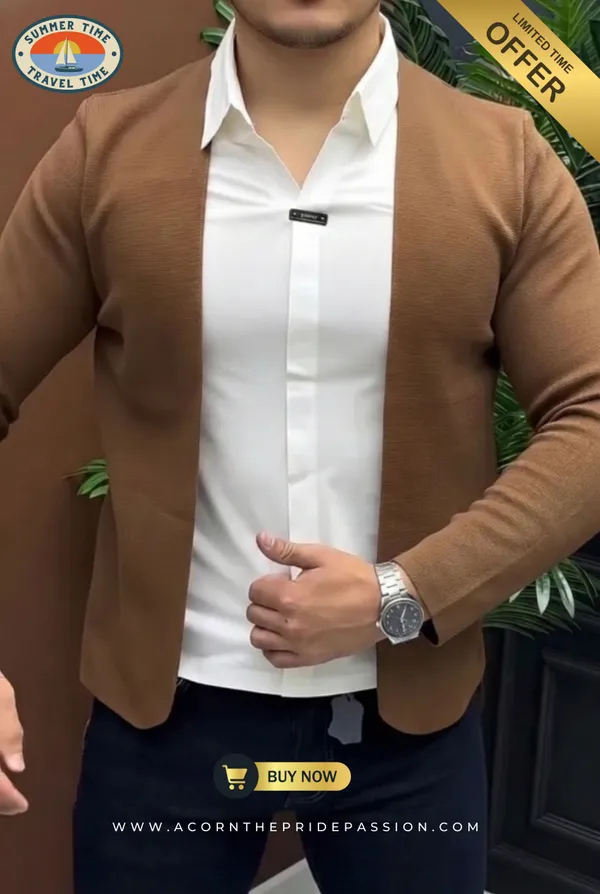 Men's_Casual_Summer_Korean_Layered_Look__Premium_Stretchable_2_piece_Shirt_Attach_Blazer_Combo