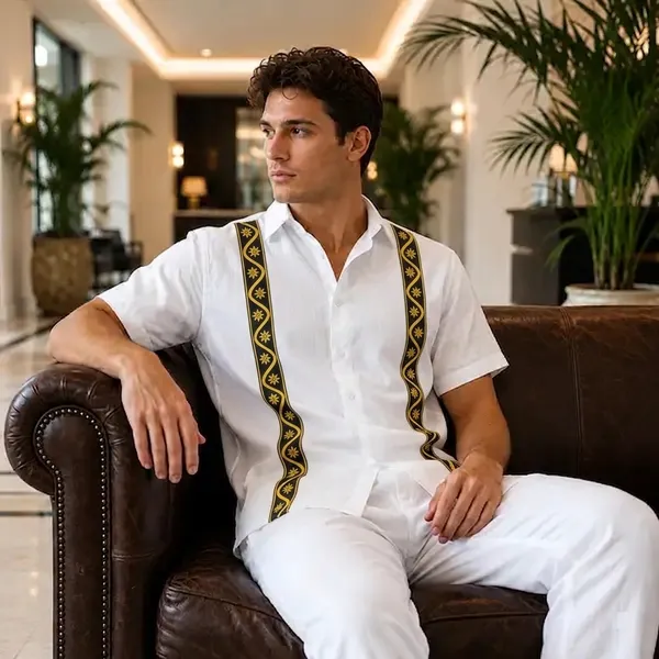 Acorn_Korean-Fit_White_Men's_Breathable_Shirt_&_Pants_Set