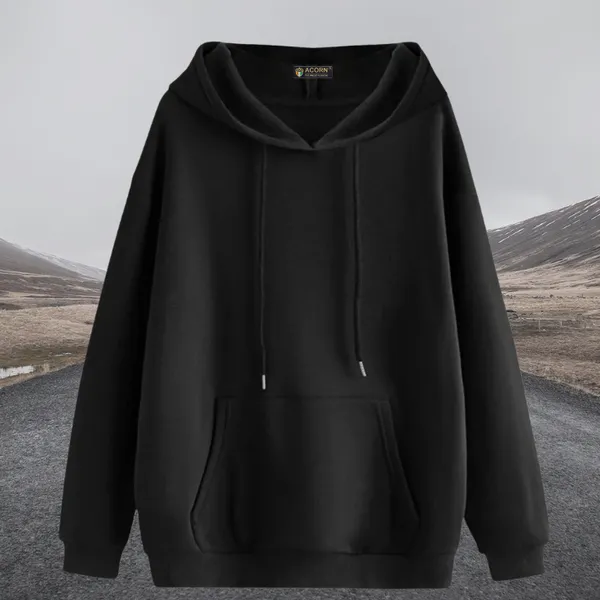 Acorn_Unisex_Black_Solid_Korean_Oversized_Hoodie