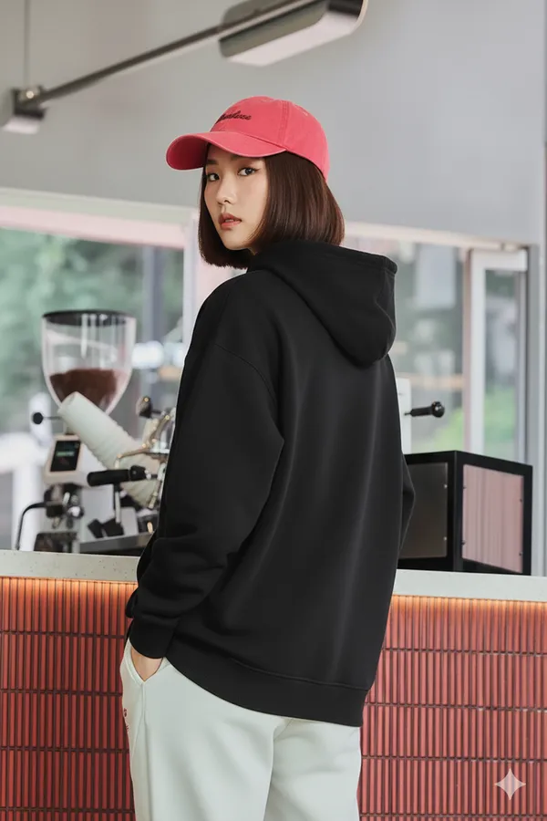 Acorn_Unisex_Black_Solid_Korean_Oversized_Hoodie