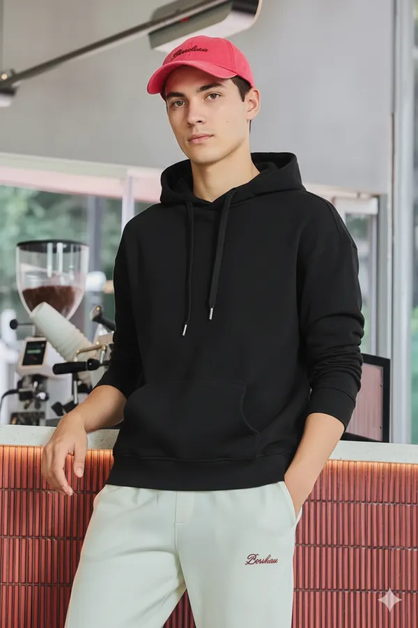 Acorn_Unisex_Black_Solid_Korean_Oversized_Hoodie
