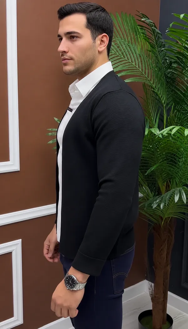 Acorn_All_season_Korean_Black_&_White_Men's_Premium_Stretchable_2_piece_Shirt_Attach_Blazer_Cambo