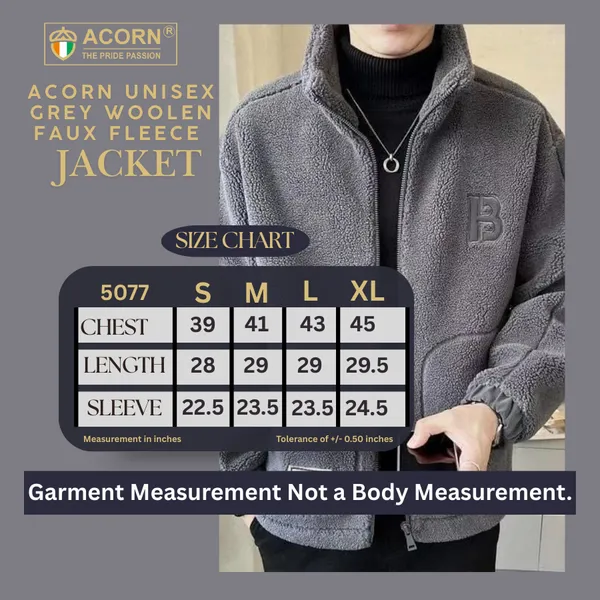 Acorn_Unisex_Grey_Korean_Woolen_Faux_Fleece_Thick_Jacket