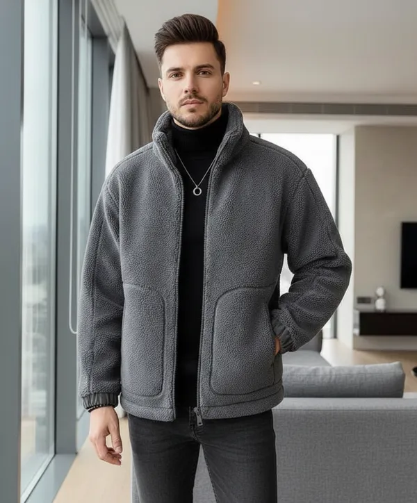 Acorn_Unisex_Grey_Korean_Woolen_Faux_Fleece_Thick_Jacket
