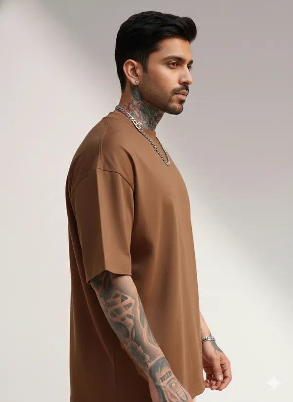 Acorn_Korean_Street_Wear_Camel_Round_Neck_T-Shirt