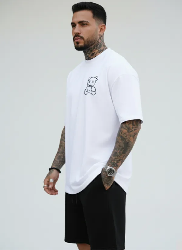 Acorn_Black_&_White_Korean_Streetwear_Teddy_Graphic_Unisex_Co-Ord_Set_(T-Shirt_&_Shorts)