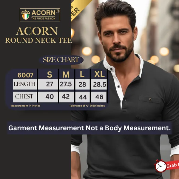 Acorn_Black_Men's_Korean_Long_Sleeved_Round_Neck_T-shirt